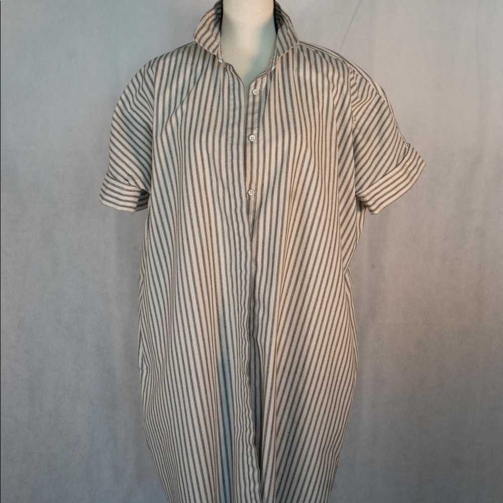 Ecote Striped Short Sleeve Shirt Dress/Tunic